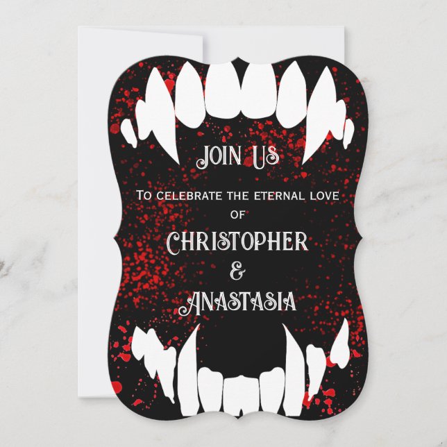 Gothic Blood Spatter Vampire Hochzeitseinladungen (Vorderseite)