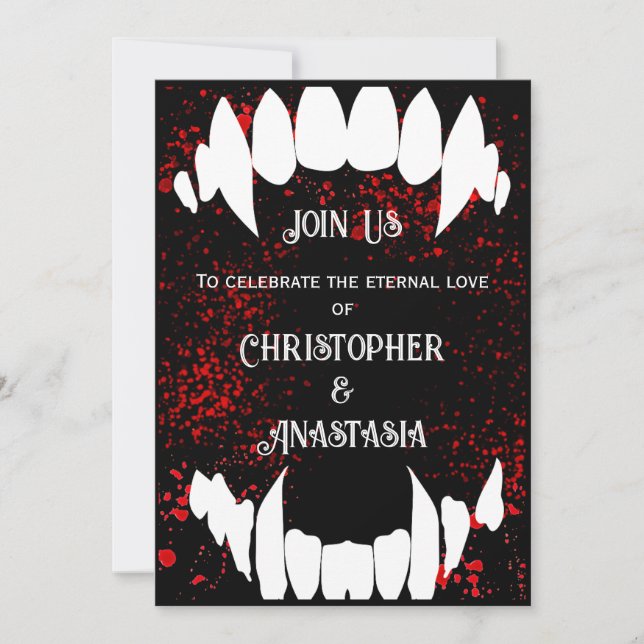 Gothic Blood Spatter Vampire Hochzeitseinladungen Einladung (Vorderseite)