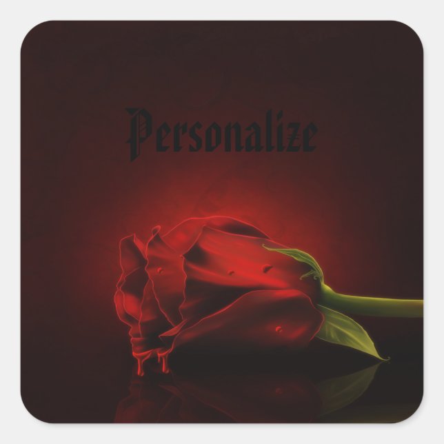 Gothic Bloody Rote Rose Personalisiert Stickers (Vorderseite)