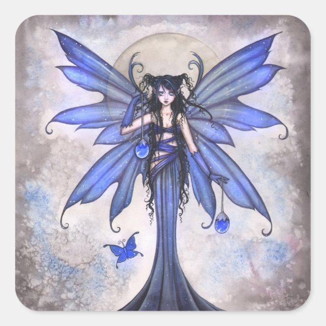 Gothic Blue Fairy Fantasy Art Stickers (Vorderseite)