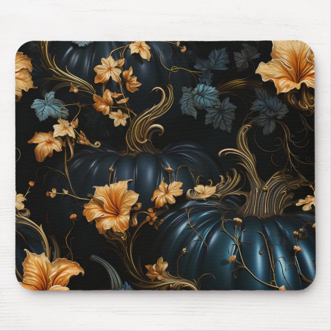 GOTHIC BLUE HALLOWEEN PUMPKINS GELBE BLUE BLUES MOUSEPAD (Vorne)