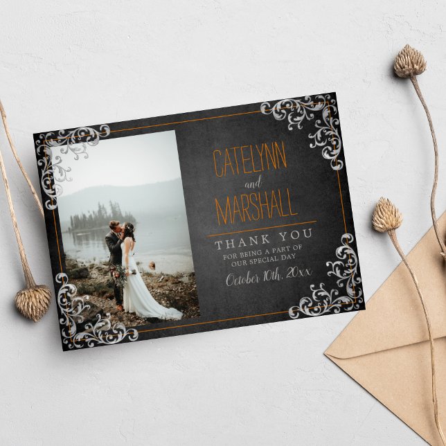 Gothic Blüh Halloween Holiday Dark Wedding Dankeskarte (Von Creator hochgeladen)