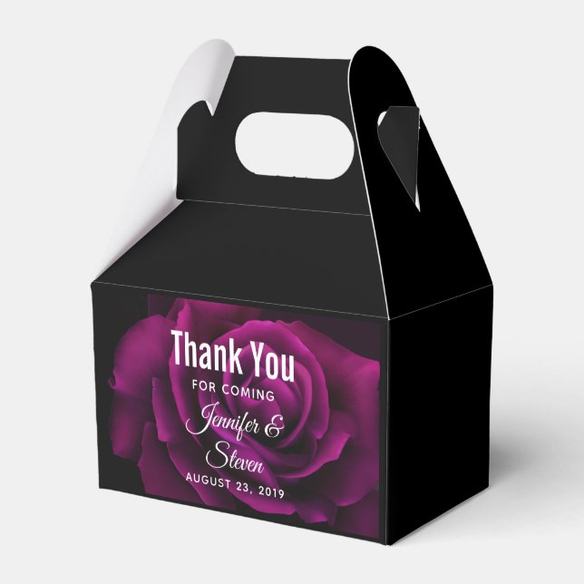 Gothic-Blume Lila-Rote Rose-Hochzeit Vielen Dank Geschenkschachtel (Vorderseite)