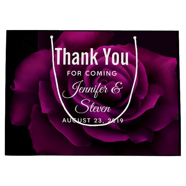 Gothic-Blume Lila-Rote Rose-Hochzeit Vielen Dank Große Geschenktüte (Vorderseite)