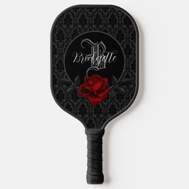Gothic Blume Monogramm Pickleball Schläger (Vorderseite)