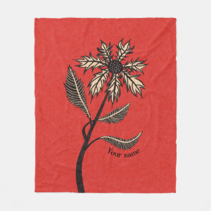 Gothic-Blume Retro-Vintage-Tinte Rot Und Schwarz N Fleecedecke