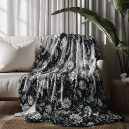 Gothic Blumenmuster Fleecedecke