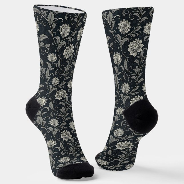 Gothic-Blumenmuster Socken (Gewinkelt)