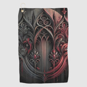 Gothic-Bogen-Design Golfhandtuch – Rot und Schwarz