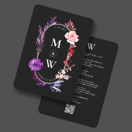 Gothic Boho Hochzeit Lila rosa florales Elegant Einladung