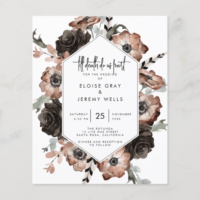Gothic Boho Hochzeitseinladung  (Vorderseite)