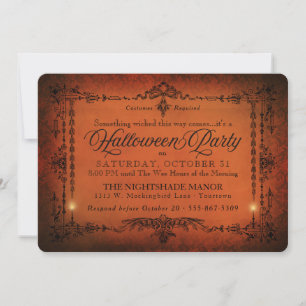 Gothic Border Halloween-Party   Orange und Schwarz Einladung