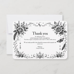 Gothic Botanical Danksagungskarte Schwarz und Weiß Dankeskarte