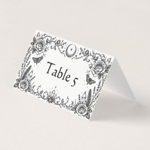 Gothic Botanische Schwarz-Weiße Hochzeitstisch