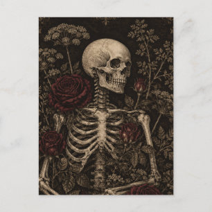 Gothic-Botanischer-Skelett-Victorianische-Radierun Postkarte