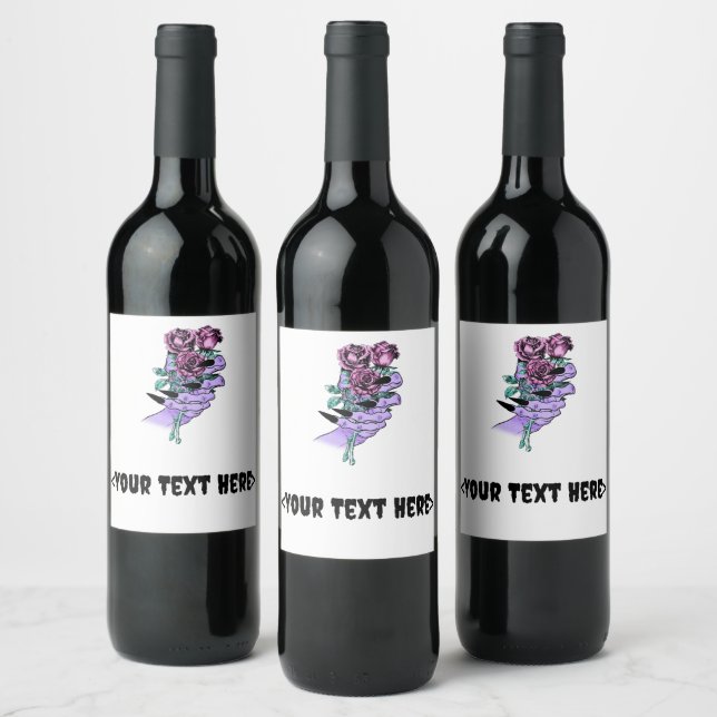 Gothic Bouquet Flaschen Labels Weinetikett (Flaschen)