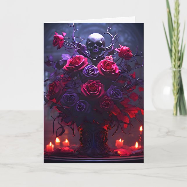 Gothic Bouquet Skull and Candles Karte (Vorderseite)
