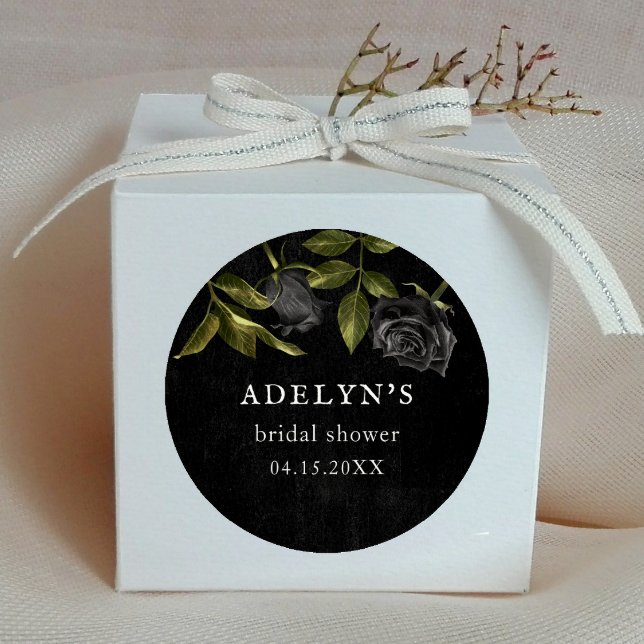 Gothic Brautparty Black Rose Runder Aufkleber (Von Creator hochgeladen)