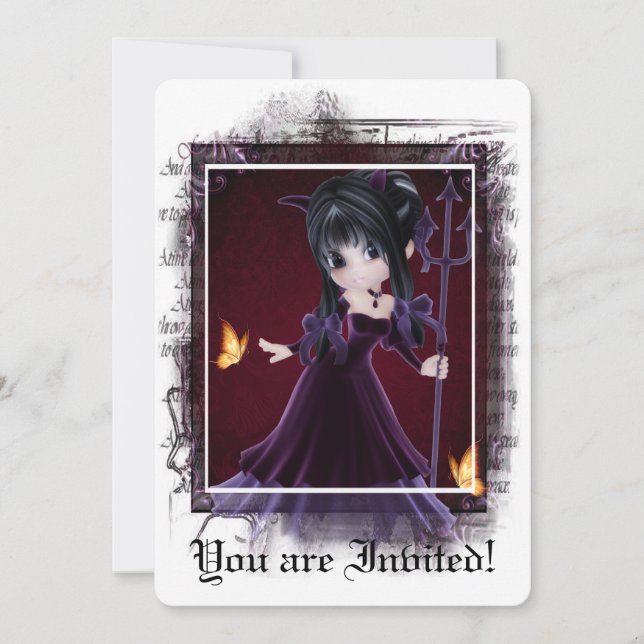 Gothic Bridal Dusche Einladung Little Devil 6 (Vorderseite)