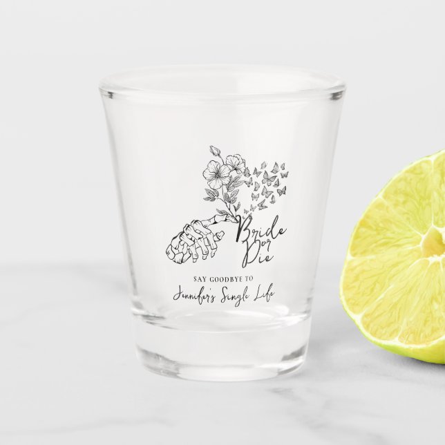 Gothic Bride oder Die Floral Junggesellinnenabschi Schnapsglas (Vorderseite)
