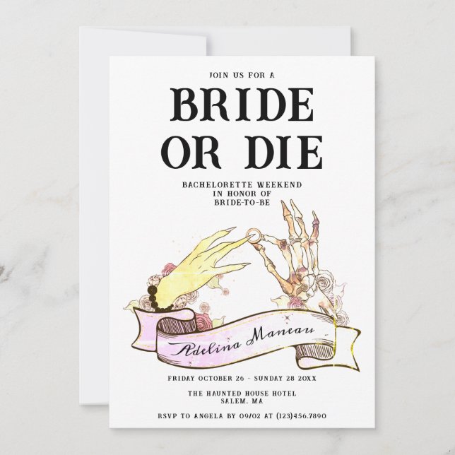 Gothic Bridge oder Die Til Death Bachelorette Week Einladung (Vorderseite)