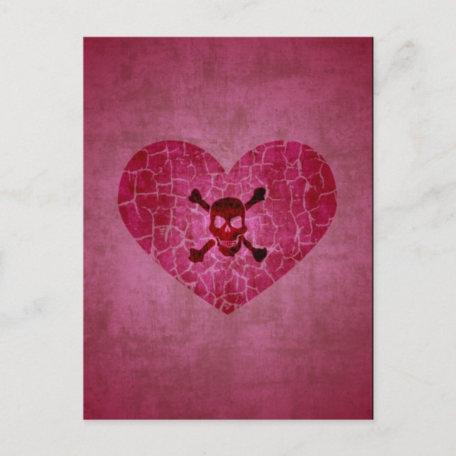 Gothic Broken Heart Skull Postcard Postkarte (Vorderseite)