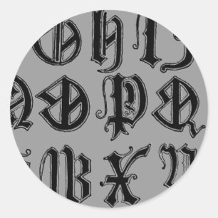 Gothic-Buchstaben-Aufkleber Runder Aufkleber