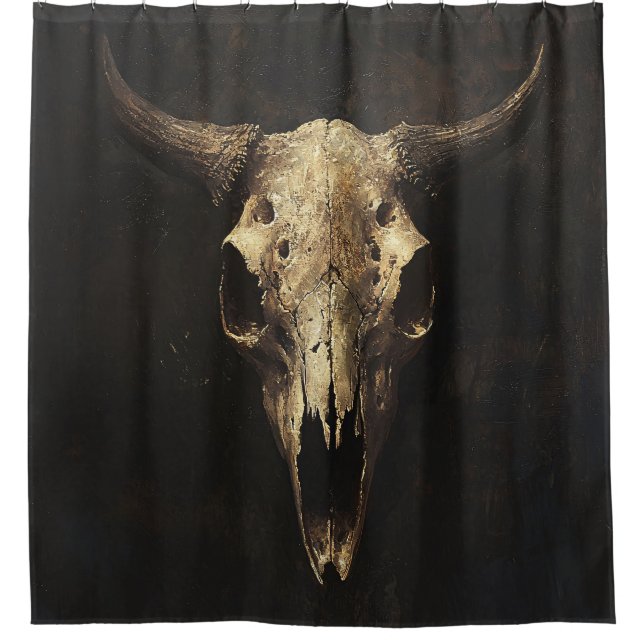 Gothic Bull Skull Decoupage Duschvorhang (Vorderseite)
