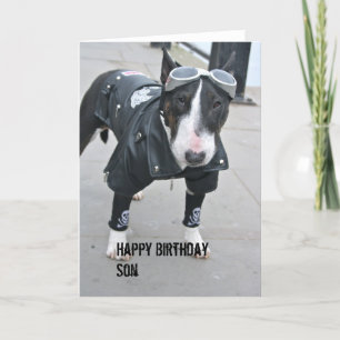 Gothic Bulldog Happy Birthday Son Card Karte
