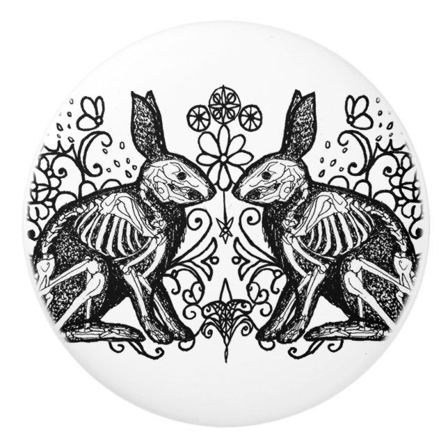 Gothic Bunny Rabbit Anatomy Ceramic Knob Keramikknauf (Vorderseite)