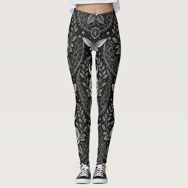 Gothic Butterfly Blumenmuster (1) Leggings (Vorderseite)