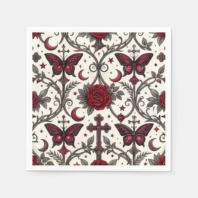Gothic Butterfly Blumenmuster (1) Serviette (Vorderseite)
