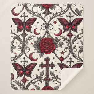 Gothic Butterfly Blumenmuster (1) Sherpadecke