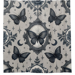 Gothic Butterfly Blumenmuster (2) Duschvorhang