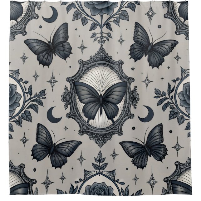 Gothic Butterfly Blumenmuster (2) Duschvorhang (Vorderseite)