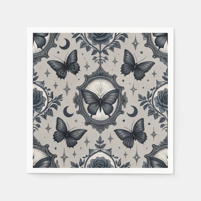 Gothic Butterfly Blumenmuster (2) Serviette (Vorderseite)
