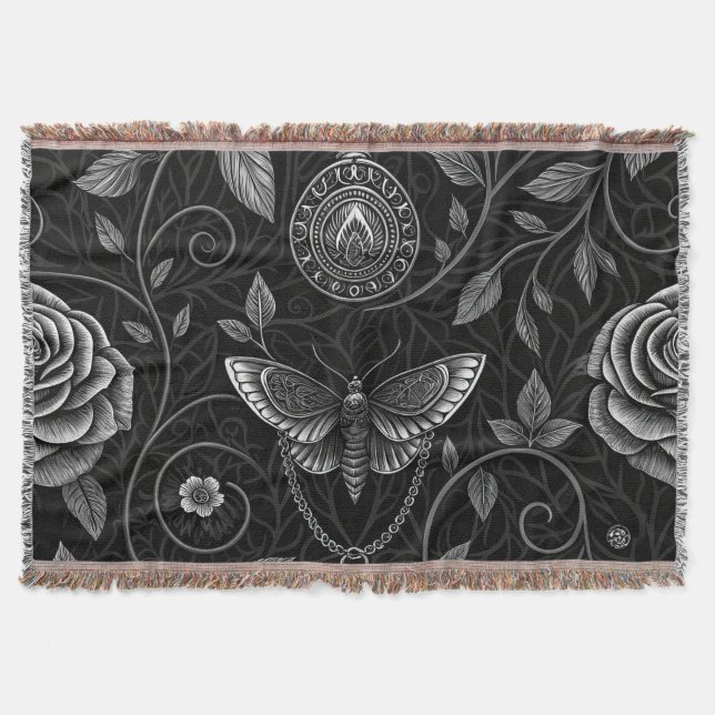 Gothic Butterfly Blumenmuster (3) Decke (Vorderseite)