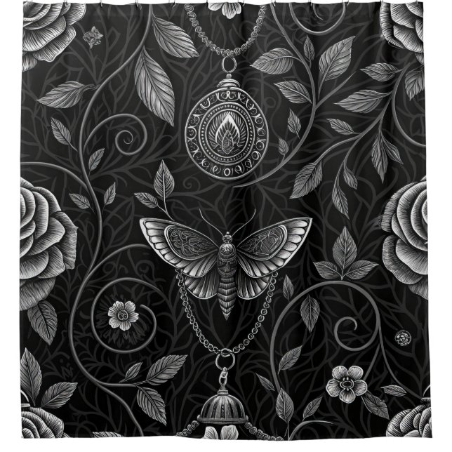 Gothic Butterfly Blumenmuster (3) Duschvorhang (Vorderseite)