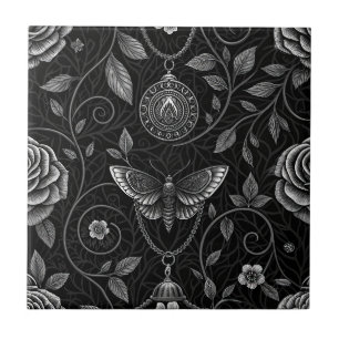 Gothic Butterfly Blumenmuster (3) Fliese