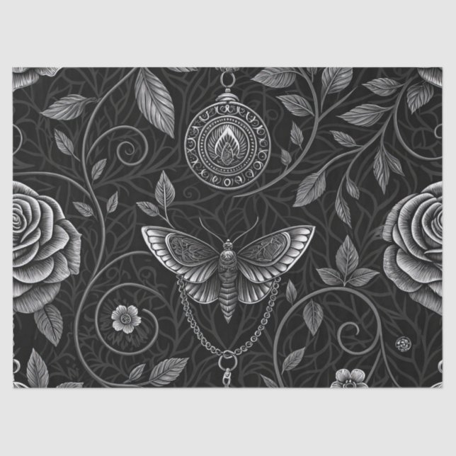 Gothic Butterfly Blumenmuster (3) Seidenpapier (Vorderseite)