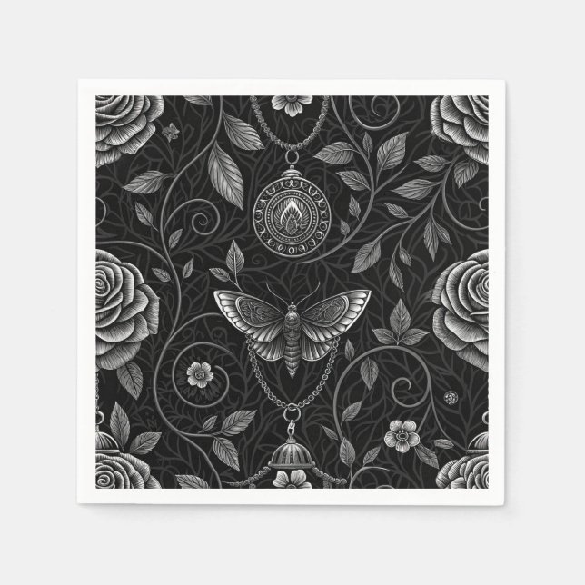 Gothic Butterfly Blumenmuster (3) Serviette (Vorderseite)
