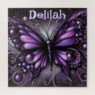 Gothic Butterfly Lila Black Personalisiert