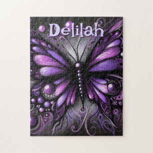 Gothic Butterfly Lila Black Personalisiert