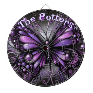 Gothic Butterfly Lila Black Personalisiert Dartscheibe