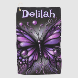 Gothic Butterfly Lila Black Personalisiert Golfhandtuch
