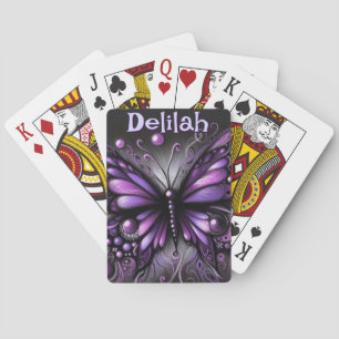 Gothic Butterfly Lila Black Personalisiert Spielkarten