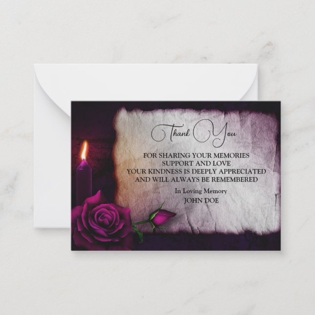 Gothic Candle Rose Danke Mitteilungskarte (Vorderseite)