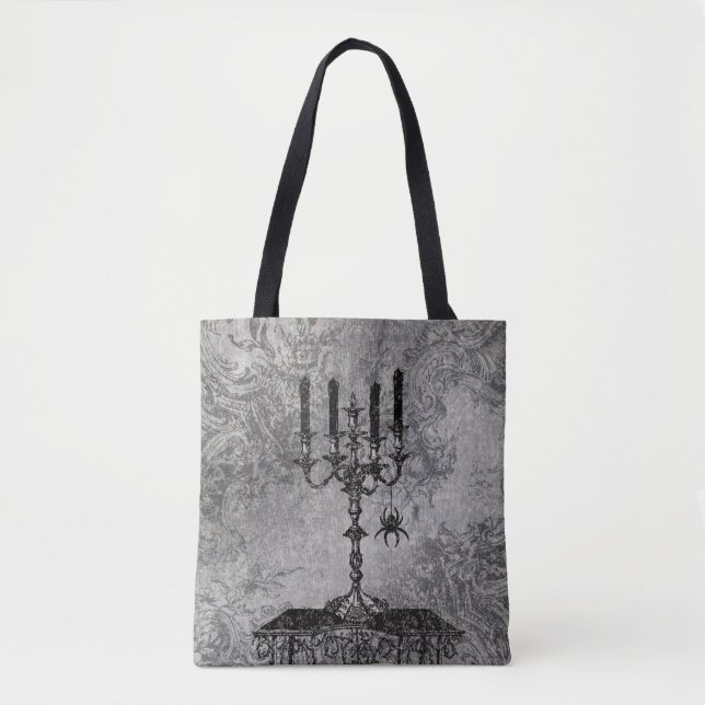 Gothic Candlestick mit Spider, Halloween Tasche (Vorderseite)