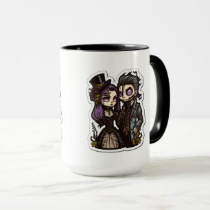 Gothic Cartoon Couple Sticker Art Combo Tasse, 15 Tasse
