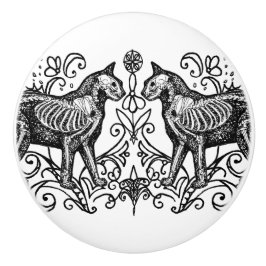 Gothic Cat Anatomy Ceramic Knob Keramikknauf